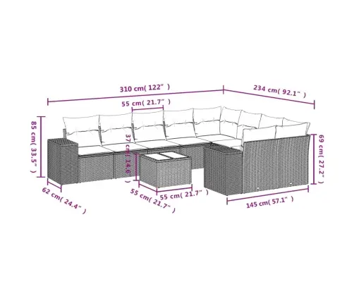 10-Osaline Aiadiivani Komplekt Patjadega, Hall, Polürotang