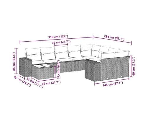 10-Osaline Aiadiivani Komplekt Patjadega, Must, Polürotang