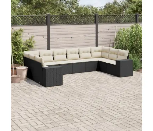 Sodo Komplektas Su Pagalvėlėmis, 10 Dalių, Juodas, Poliratanas