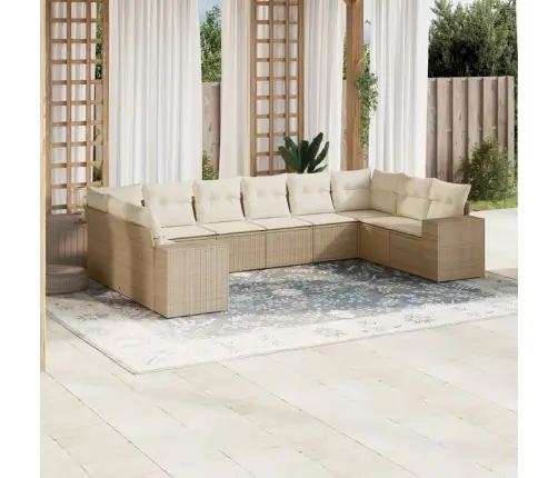 10-Osaline Aiadiivani Komplekt Patjadega, Beež, Polürotang