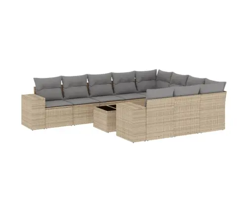 Sodo Komplektas Su Pagalvėlėmis, 11 Dalių, Smėlio, Poliratanas