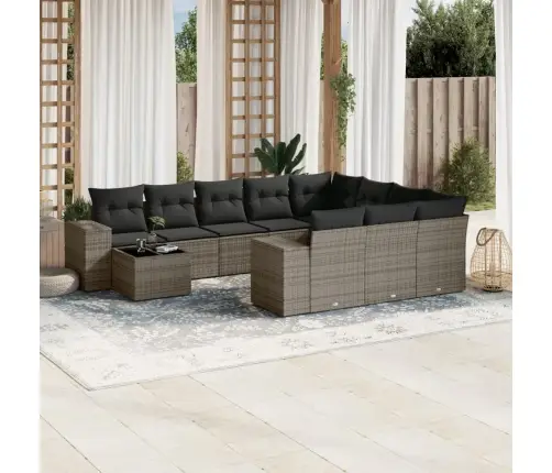 Sodo Komplektas Su Pagalvėlėmis, 11 Dalių, Pilkas, Poliratanas