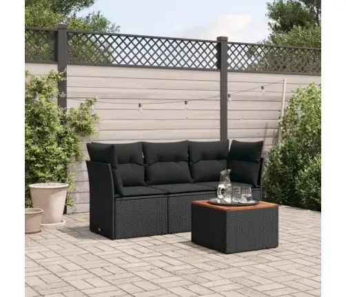 Sodo Komplektas Su Pagalvėlėmis, 4 Dalių, Juodas, Poliratanas