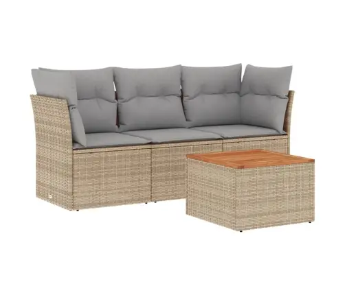 4-Daļīgs Dārza Dīvāna Komplekts, Matrači, Bēša Pe Rotangpalma Vidaxl