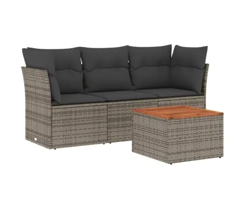 4-Daļīgs Dārza Dīvāna Komplekts Ar Matračiem, Pelēks Pe Pinums Vidaxl