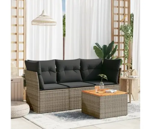 4-Daļīgs Dārza Dīvāna Komplekts Ar Matračiem, Pelēks Pe Pinums Vidaxl