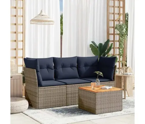 Sofos Komplektas Su Pagalvėlėmis, 4 Dalių, Pilkas, Poliratanas