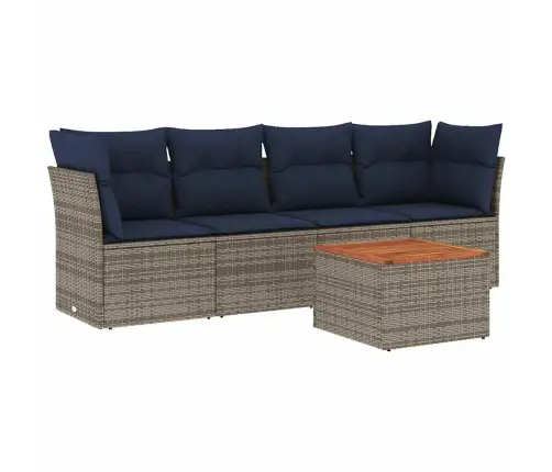 5-Daļīgs Dārza Dīvāna Komplekts Ar Matračiem Pelēka Rotangpalma Vidaxl