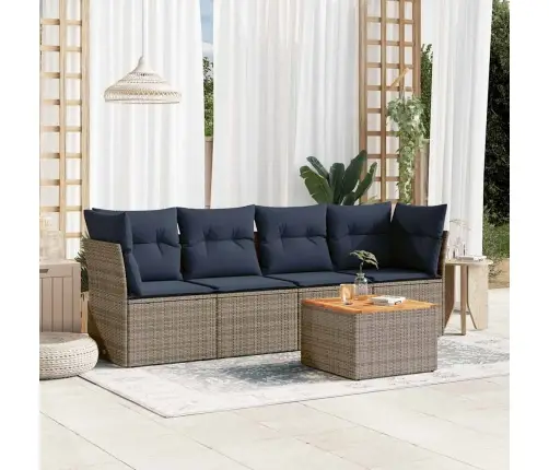 5-Daļīgs Dārza Dīvāna Komplekts Ar Matračiem Pelēka Rotangpalma Vidaxl