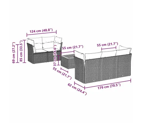 6-Osaline Aiadiivani Komplekt Patjadega, Must, Polürotang