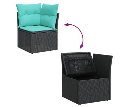 6-Osaline Aiadiivani Komplekt Patjadega, Must, Polürotang