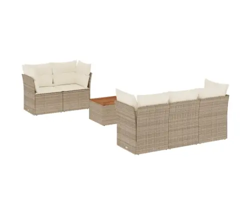 6-Daļīgs Dārza Dīvāna Komplekts, Matrači, Bēša Pe Rotangpalma Vidaxl