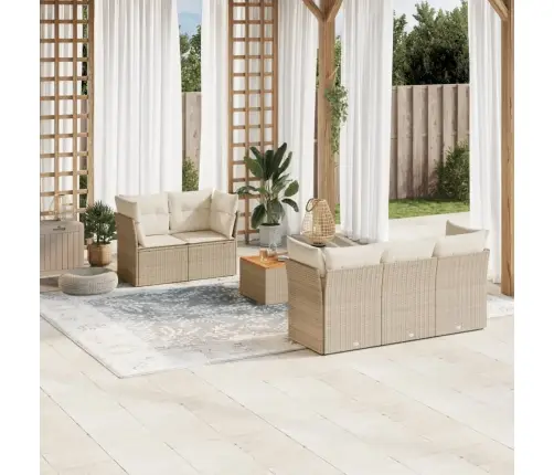 6-Daļīgs Dārza Dīvāna Komplekts, Matrači, Bēša Pe Rotangpalma Vidaxl