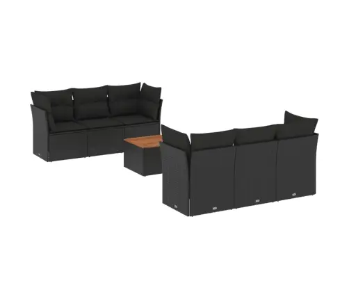 7-Daļīgs Dārza Dīvāna Komplekts Ar Matračiem, Melna Pe Vidaxl