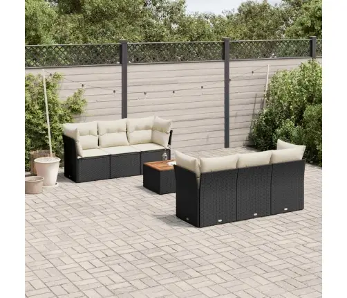 7-Daļīgs Dārza Dīvāna Komplekts Ar Matračiem, Melna Pe Vidaxl