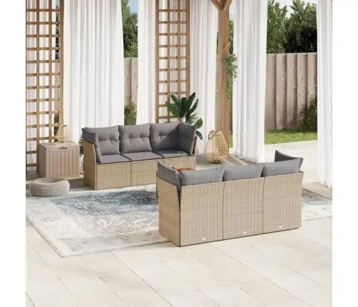 7-Daļīgs Dārza Dīvāna Komplekts Ar Matračiem,Pe Rotangpalma Vidaxl