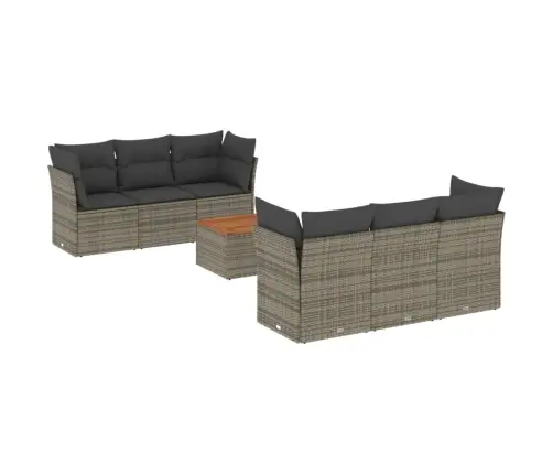 7-Daļīgs Dārza Dīvāna Komplekts, Matrači, Pelēka Pe Rotangpalma Vidaxl