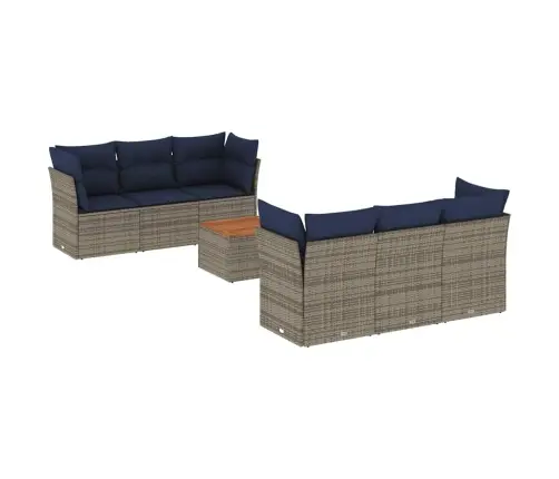 7-Daļīgs Dārza Dīvāna Komplekts Ar Matračiem Pelēka Rotangpalma Vidaxl