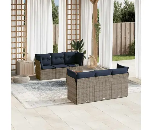 7-Daļīgs Dārza Dīvāna Komplekts Ar Matračiem Pelēka Rotangpalma Vidaxl