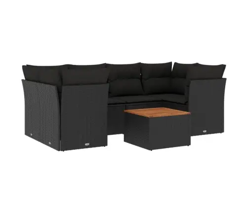 7-Daļīgs Dārza Dīvāna Komplekts Ar Matračiem, Melna Pe Vidaxl
