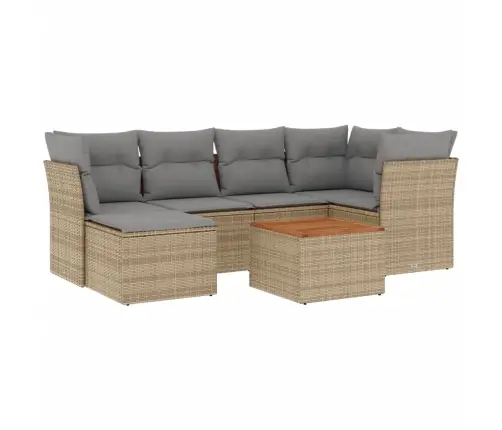 7-Daļīgs Dārza Dīvāna Komplekts Ar Matračiem,Pe Rotangpalma Vidaxl