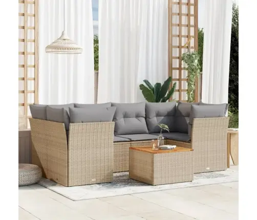 7-Daļīgs Dārza Dīvāna Komplekts Ar Matračiem,Pe Rotangpalma Vidaxl