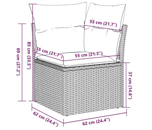 7-Osaline Aiadiivani Komplekt Patjadega, Hall, Polürotang