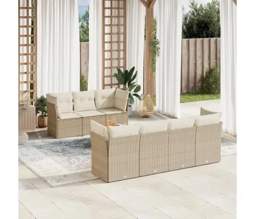 Sofos Komplektas Su Pagalvėlėmis, 8 Dalių, Smėlio, Poliratanas