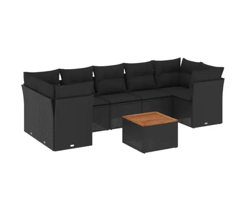 8-Daļīgs Dārza Dīvāna Komplekts, Matrači, Melna Pe Rotangpalma Vidaxl
