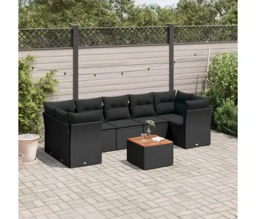 8-Daļīgs Dārza Dīvāna Komplekts, Matrači, Melna Pe Rotangpalma Vidaxl