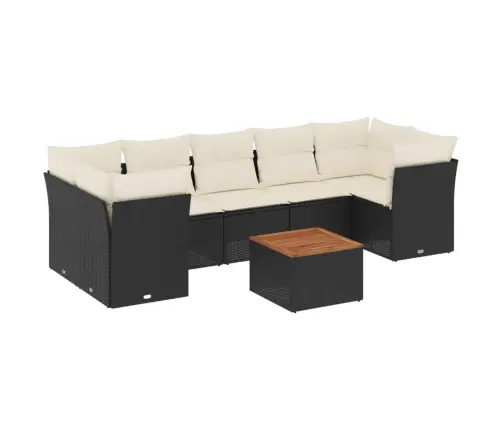 8-Daļīgs Dārza Dīvāna Komplekts, Matrači, Melna Pe Rotangpalma Vidaxl