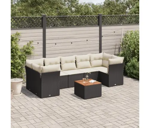 8-Daļīgs Dārza Dīvāna Komplekts, Matrači, Melna Pe Rotangpalma Vidaxl
