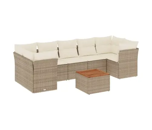 8-Daļīgs Dārza Dīvāna Komplekts, Matrači, Bēša Pe Rotangpalma Vidaxl