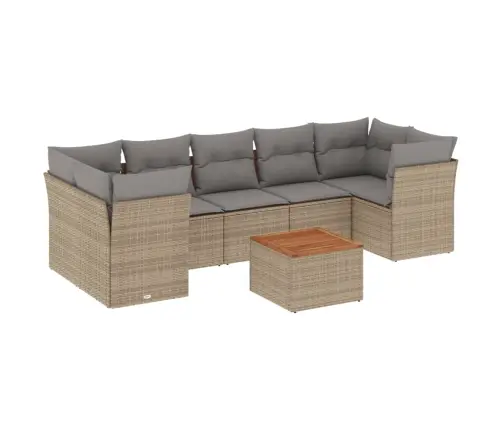 8-Daļīgs Dārza Dīvāna Komplekts, Matrači, Bēša Pe Rotangpalma Vidaxl