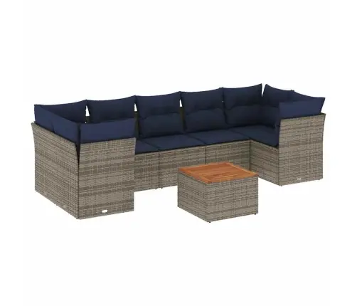 8-Daļīgs Dārza Dīvāna Komplekts Ar Matračiem Pelēka Rotangpalma Vidaxl