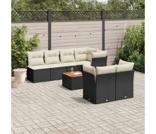 8-Daļīgs Dārza Dīvāna Komplekts, Matrači, Melna Pe Rotangpalma Vidaxl