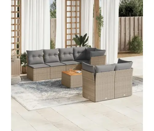 8-Daļīgs Dārza Dīvāna Komplekts, Matrači, Bēša Pe Rotangpalma Vidaxl