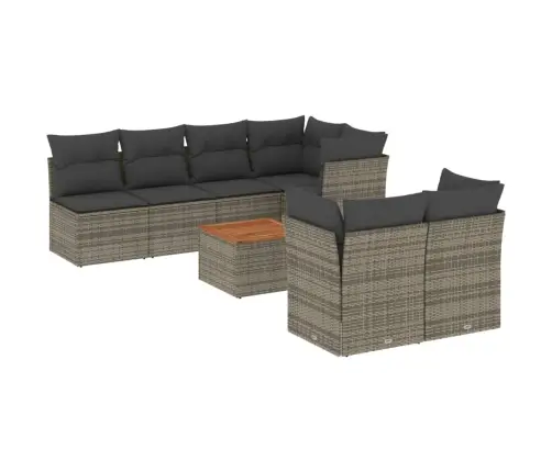 8-Daļīgs Dārza Dīvāna Komplekts Ar Matračiem, Pelēks Pe Pinums Vidaxl