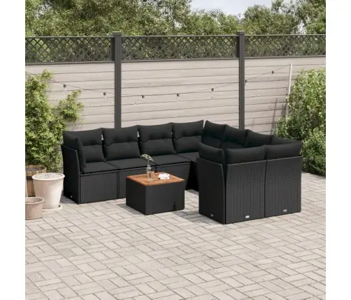 Sodo Komplektas Su Pagalvėlėmis, 9 Dalių, Juodas, Poliratanas