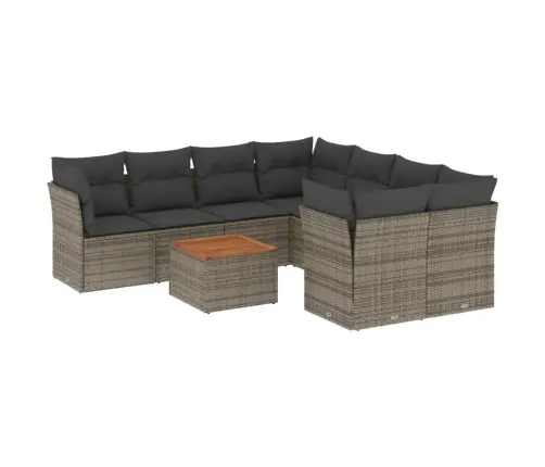 Sofos Komplektas Su Pagalvėlėmis, 9 Dalių, Pilkas, Poliratanas