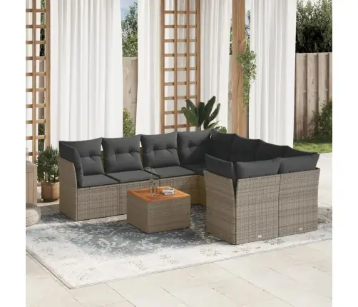 Sofos Komplektas Su Pagalvėlėmis, 9 Dalių, Pilkas, Poliratanas