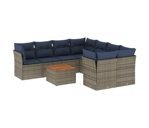 9-Daļīgs Dārza Dīvāna Komplekts Ar Matračiem Pelēka Rotangpalma Vidaxl