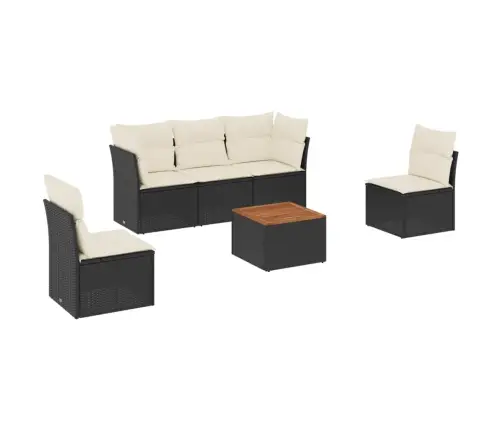 6-Daļīgs Dārza Dīvāna Komplekts, Matrači, Melna Pe Rotanpalma Vidaxl