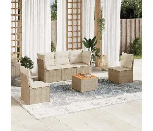 Sofos Komplektas Su Pagalvėlėmis, 6 Dalių, Smėlio, Poliratanas