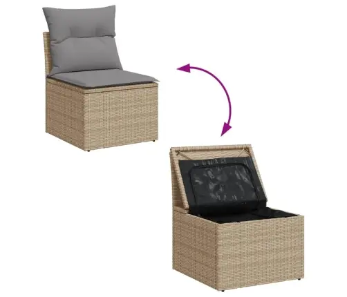 Sofos Komplektas Su Pagalvėlėmis, 6 Dalių, Smėlio, Poliratanas