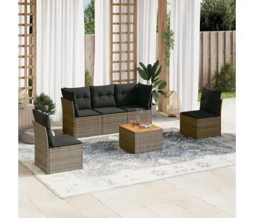 6-Daļīgs Dārza Dīvāna Komplekts Ar Matračiem, Pelēks Pe Pinums Vidaxl