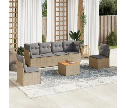 7-Daļīgs Dārza Dīvāna Komplekts Ar Matračiem,Pe Rotangpalma Vidaxl