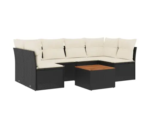 7-Daļīgs Dārza Dīvāna Komplekts Ar Matračiem, Melna Pe Vidaxl