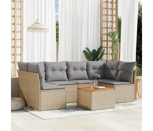 7-Daļīgs Dārza Dīvāna Komplekts Ar Matračiem,Pe Rotangpalma Vidaxl