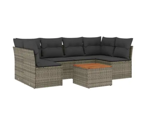 7-Daļīgs Dārza Dīvāna Komplekts, Matrači, Pelēka Pe Rotangpalma Vidaxl